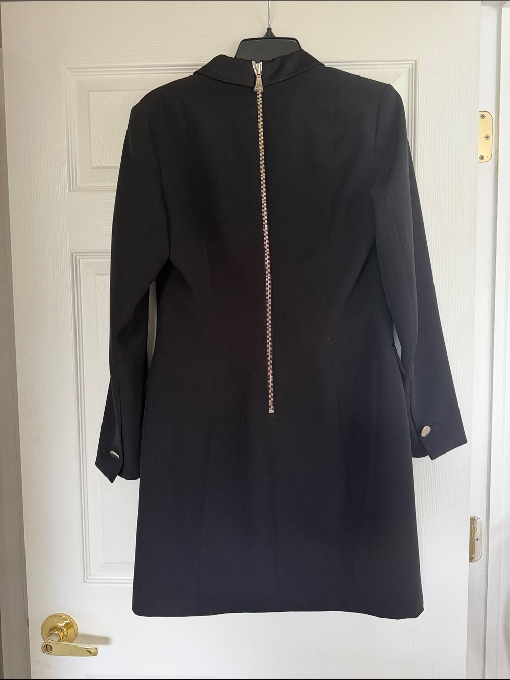 Anne Klein Black Double-Breasted above knee dress with Gold Buttons - Picture 3 of 4